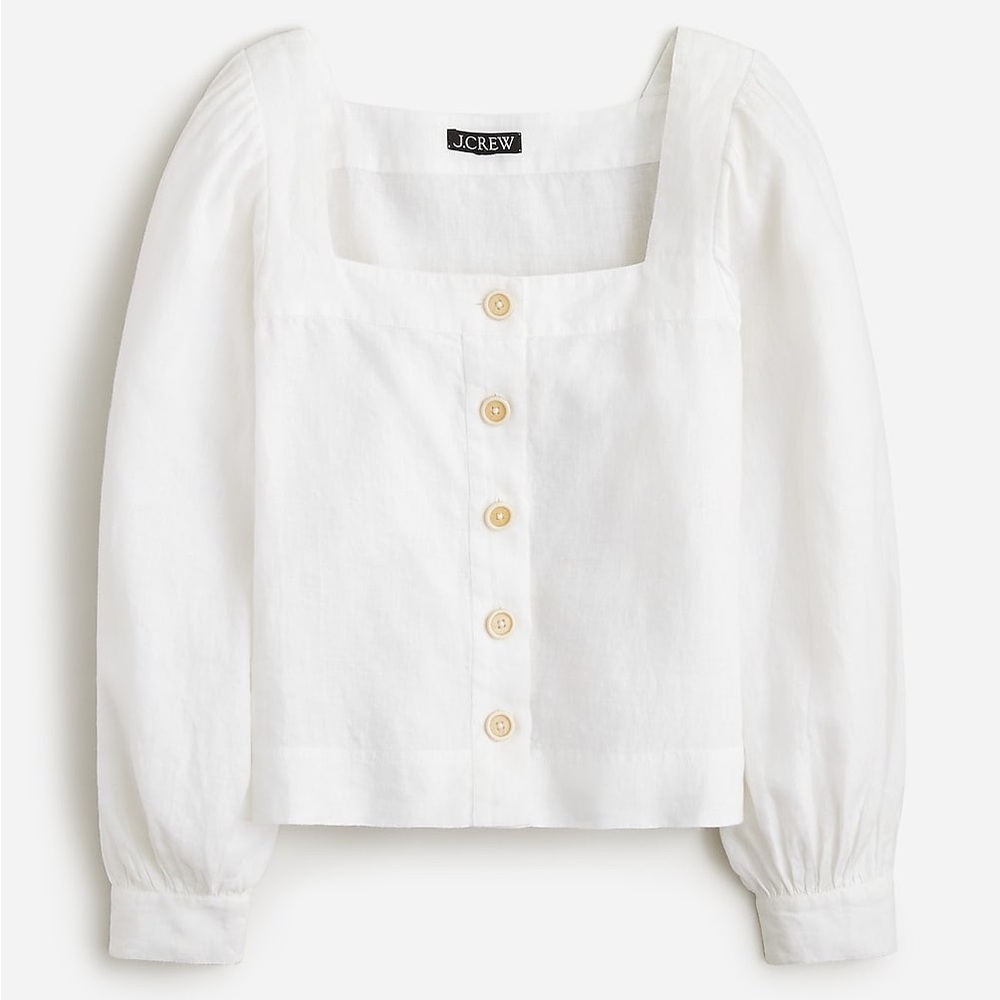 NWT J.Crew White Linen Blouse Size M